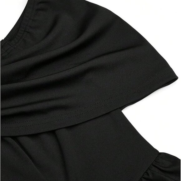 👗 NWT Black Off The Shoulder Ruched A-Line Dress - Size XXL 👗 - Picture 5 of 5